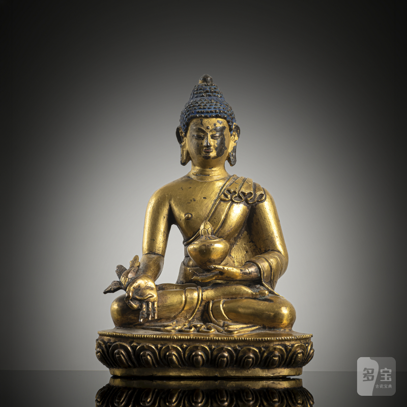 A GILT-COPPER FIGURE OF BHAISAJYAGURU